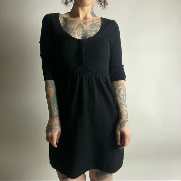 AQUA Cashmere Half Sleeve Black Babydoll Dress Womens XS - Picture 2 of 7